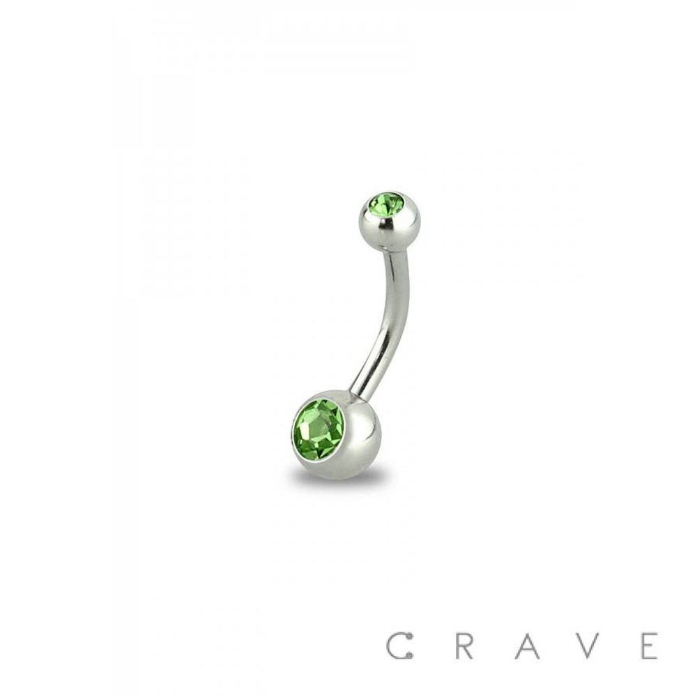 8MM Length Basic Double Gem Navel Ring-Green